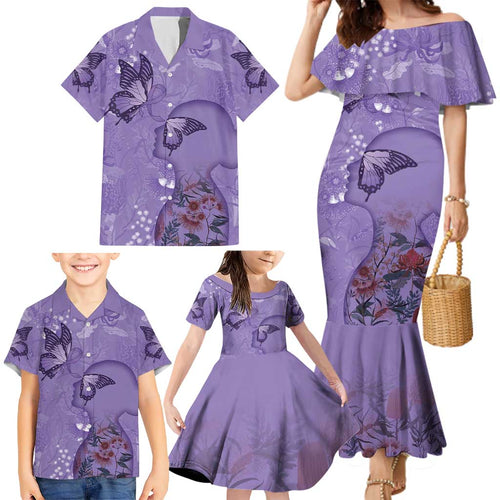 Lupus Cannot Stop Me Australia Floral Family Matching Mermaid Dress and Hawaiian Shirt Purple Ribbon