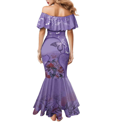 Lupus Cannot Stop Me Australia Floral Family Matching Mermaid Dress and Hawaiian Shirt Purple Ribbon