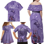 Lupus Cannot Stop Me Australia Floral Family Matching Off Shoulder Maxi Dress and Hawaiian Shirt Purple Ribbon