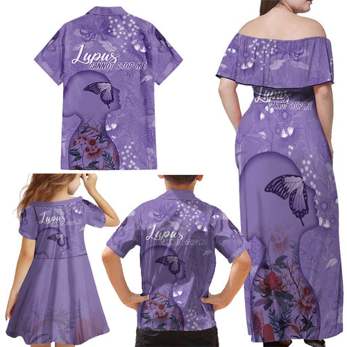 Lupus Cannot Stop Me Australia Floral Family Matching Off Shoulder Maxi Dress and Hawaiian Shirt Purple Ribbon
