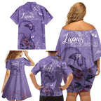 Lupus Cannot Stop Me Australia Floral Family Matching Off Shoulder Short Dress and Hawaiian Shirt Purple Ribbon