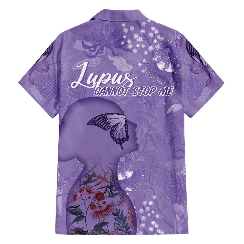 Lupus Cannot Stop Me Australia Floral Family Matching Off Shoulder Short Dress and Hawaiian Shirt Purple Ribbon