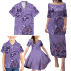 Lupus Cannot Stop Me Australia Floral Family Matching Puletasi and Hawaiian Shirt Purple Ribbon