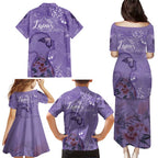 Lupus Cannot Stop Me Australia Floral Family Matching Puletasi and Hawaiian Shirt Purple Ribbon