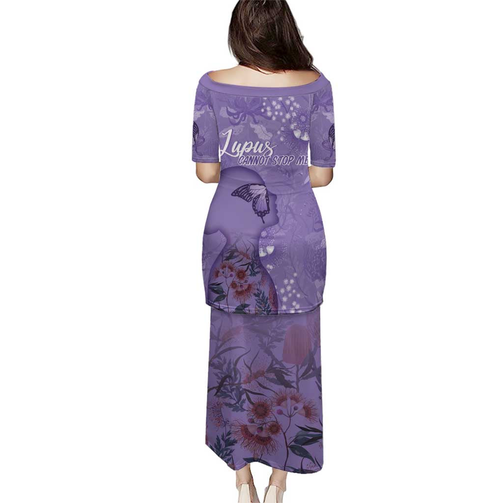 Lupus Cannot Stop Me Australia Floral Family Matching Puletasi and Hawaiian Shirt Purple Ribbon