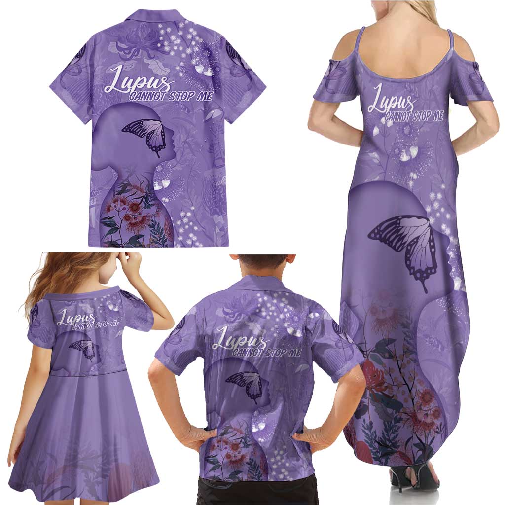 Lupus Cannot Stop Me Australia Floral Family Matching Summer Maxi Dress and Hawaiian Shirt Purple Ribbon