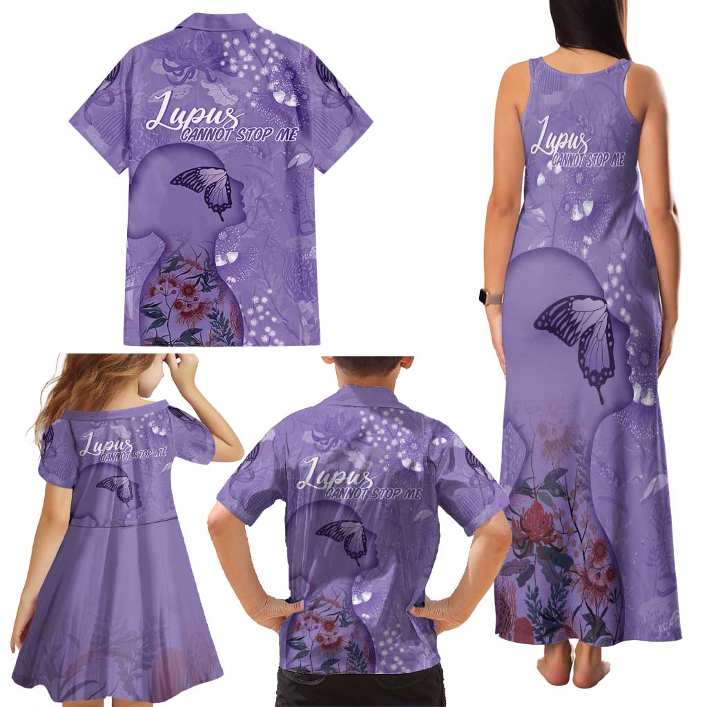 Lupus Cannot Stop Me Australia Floral Family Matching Tank Maxi Dress and Hawaiian Shirt Purple Ribbon