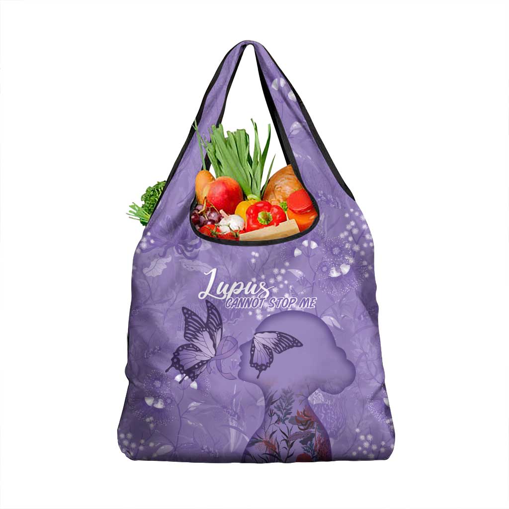 Lupus Cannot Stop Me Australia Floral Grocery Bag Purple Ribbon