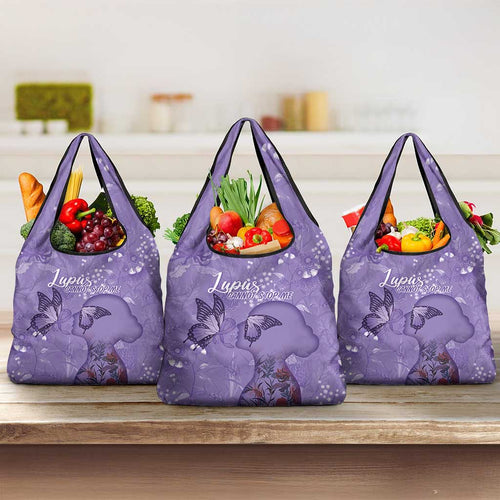 Lupus Cannot Stop Me Australia Floral Grocery Bag Purple Ribbon