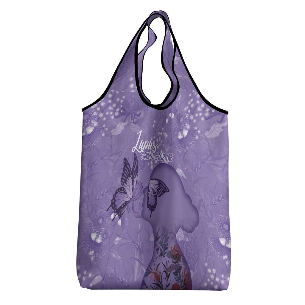Lupus Cannot Stop Me Australia Floral Grocery Bag Purple Ribbon