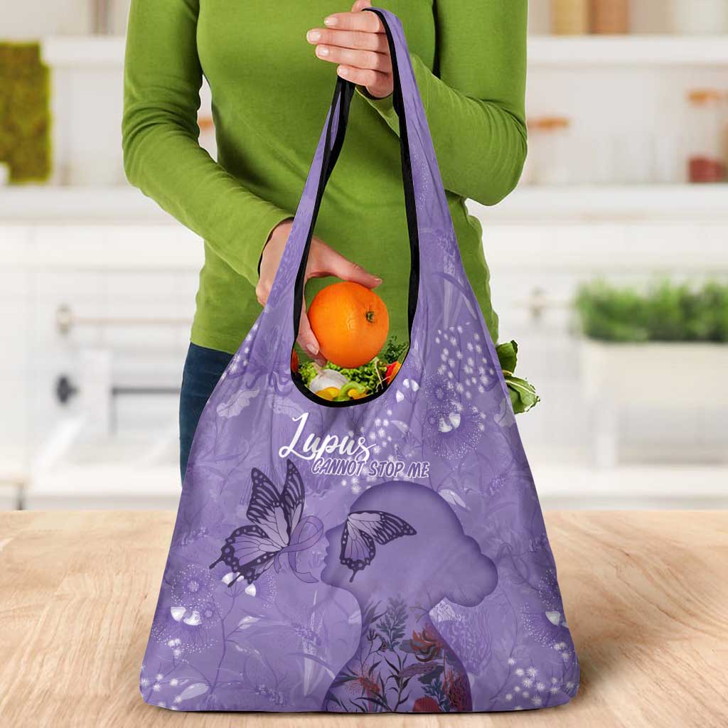 Lupus Cannot Stop Me Australia Floral Grocery Bag Purple Ribbon