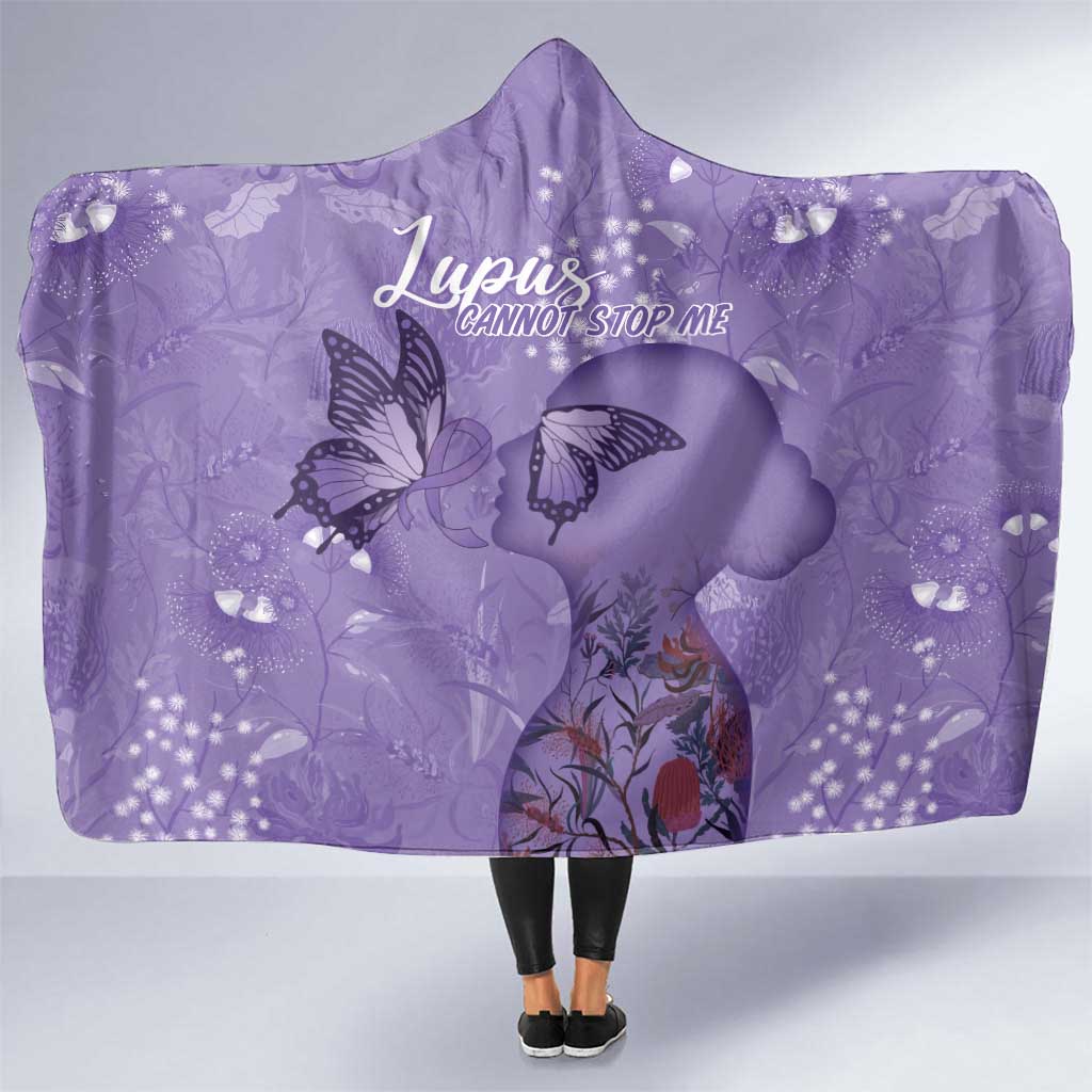 Lupus Cannot Stop Me Australia Floral Hooded Blanket Purple Ribbon