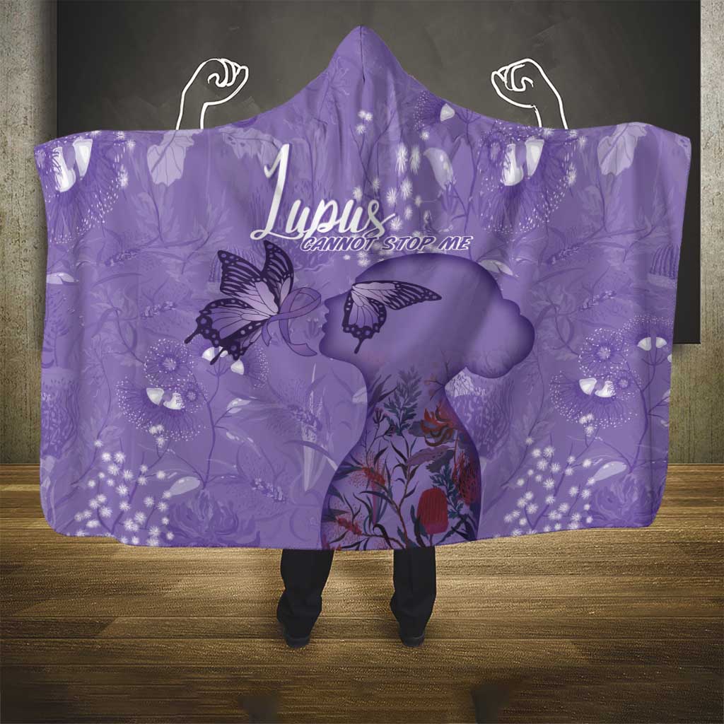 Lupus Cannot Stop Me Australia Floral Hooded Blanket Purple Ribbon
