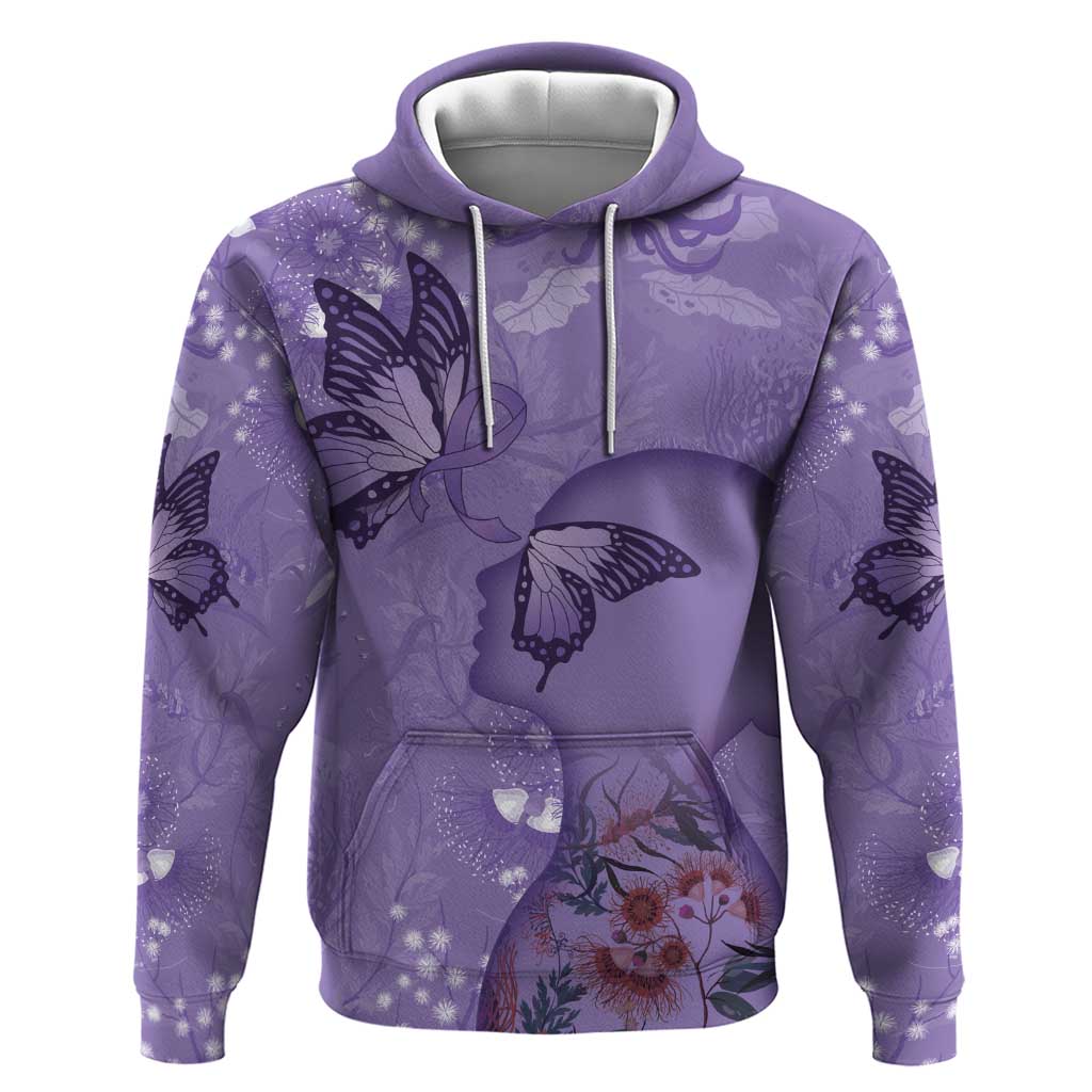 Lupus Cannot Stop Me Australia Floral Hoodie Purple Ribbon