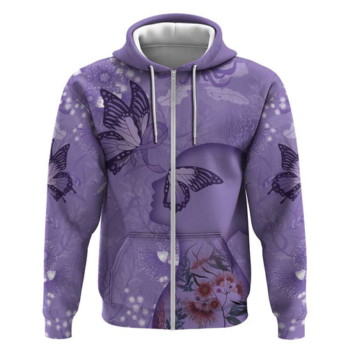 Lupus Cannot Stop Me Australia Floral Hoodie Purple Ribbon