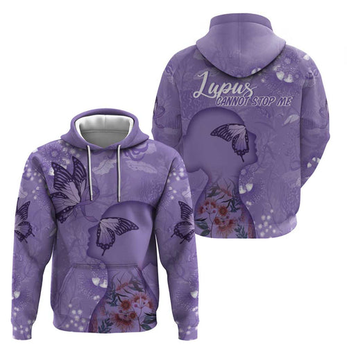 Lupus Cannot Stop Me Australia Floral Hoodie Purple Ribbon