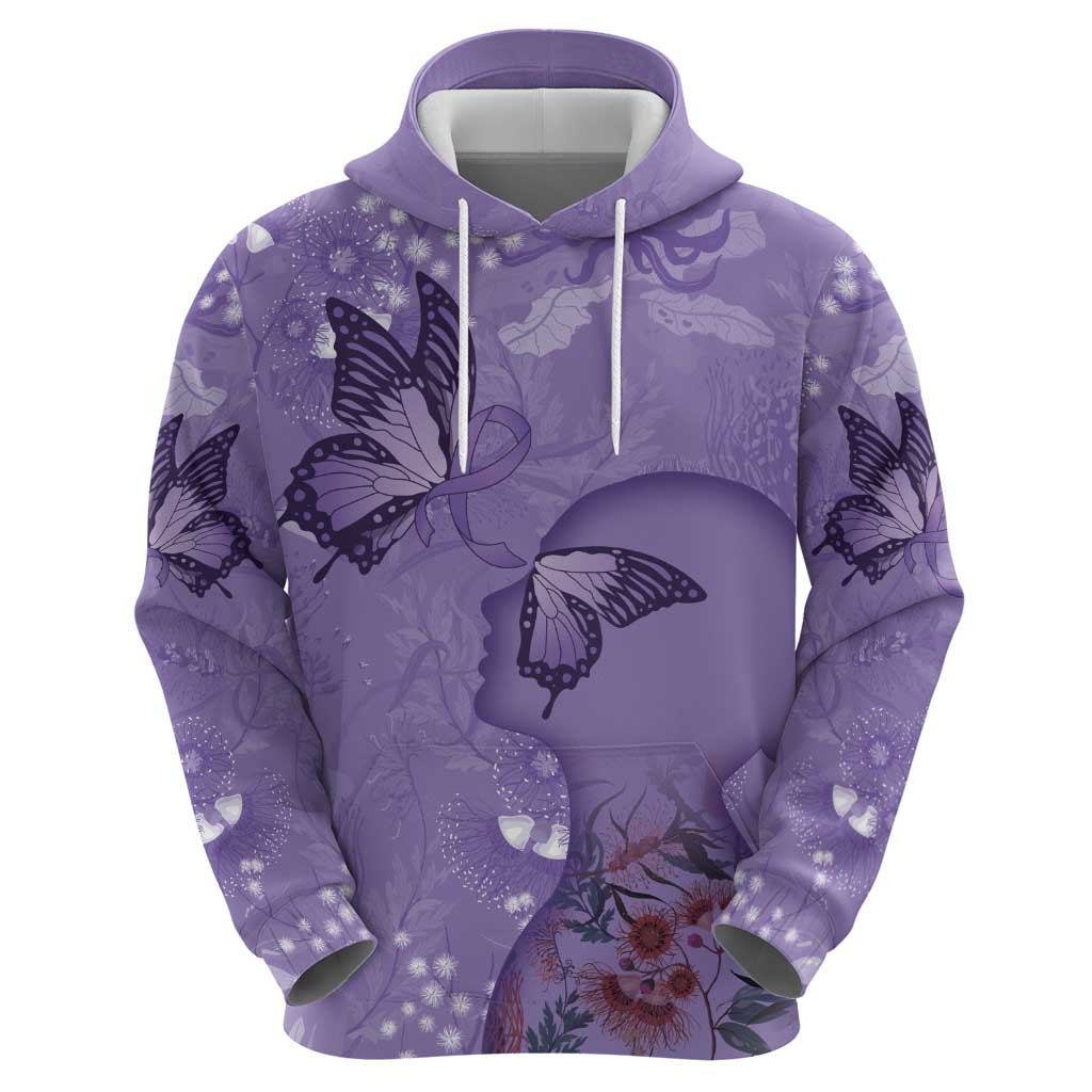 Lupus Cannot Stop Me Australia Floral Hoodie Purple Ribbon