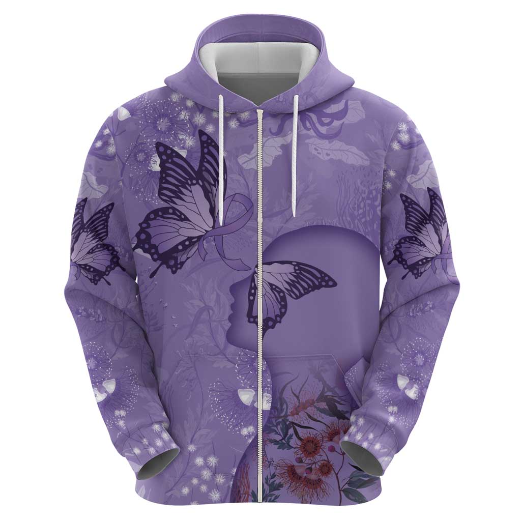 Lupus Cannot Stop Me Australia Floral Hoodie Purple Ribbon