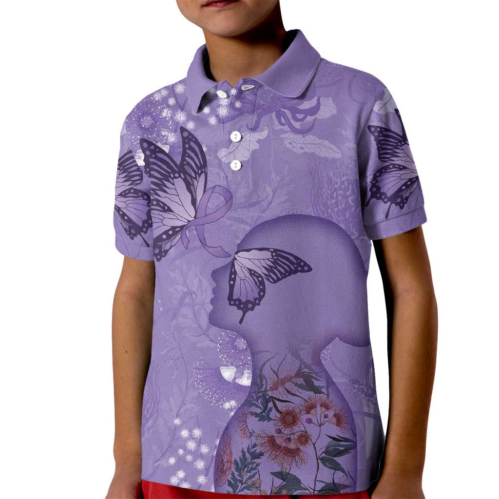 Lupus Cannot Stop Me Australia Floral Kid Polo Shirt Purple Ribbon