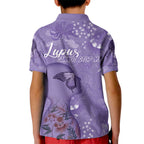 Lupus Cannot Stop Me Australia Floral Kid Polo Shirt Purple Ribbon