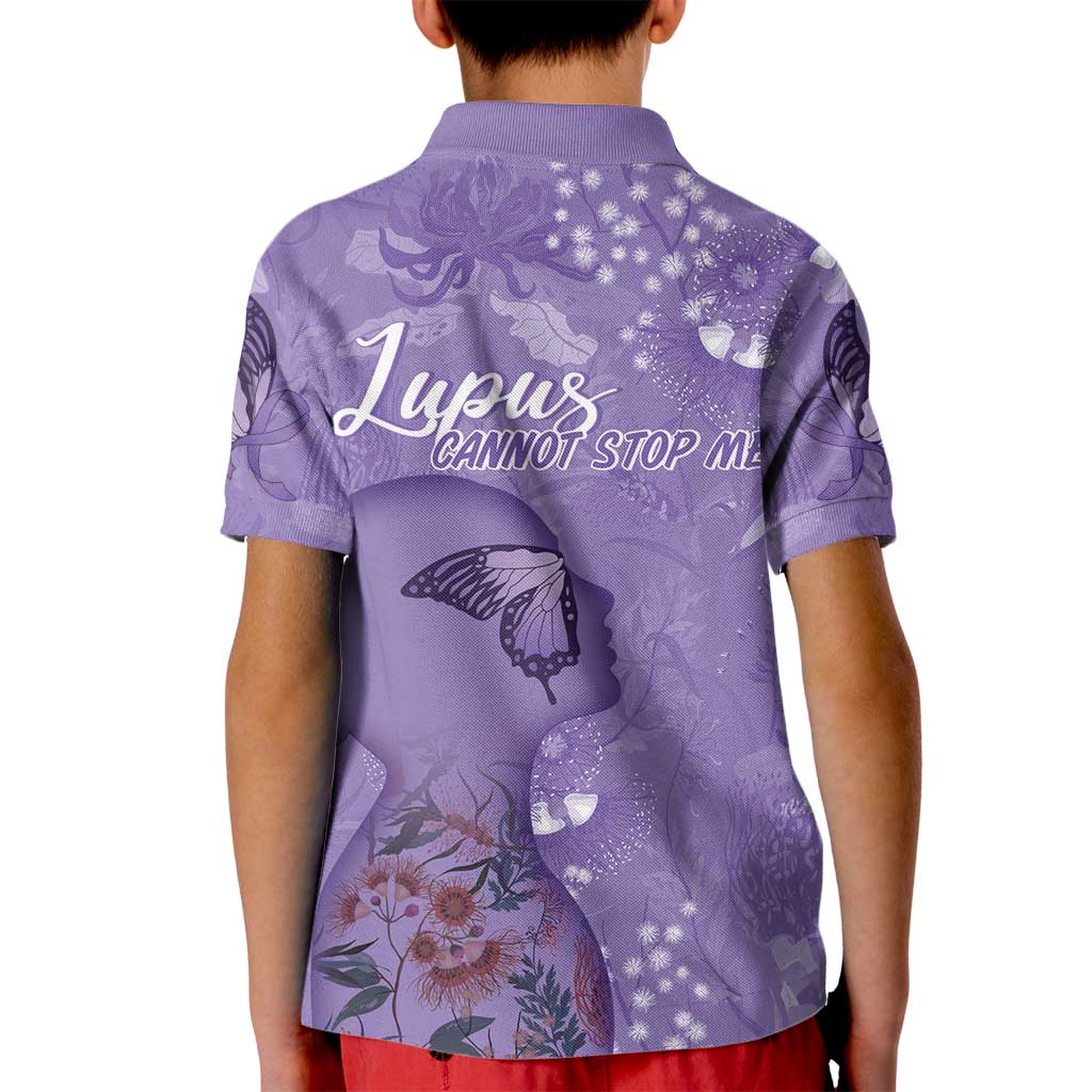 Lupus Cannot Stop Me Australia Floral Kid Polo Shirt Purple Ribbon