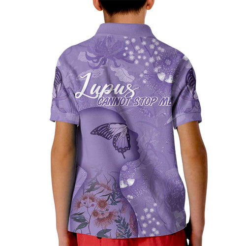 Lupus Cannot Stop Me Australia Floral Kid Polo Shirt Purple Ribbon