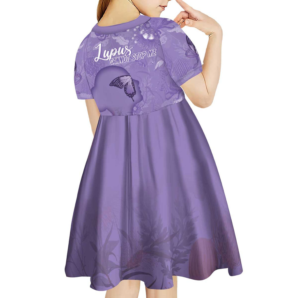 Lupus Cannot Stop Me Australia Floral Kid Short Sleeve Dress Purple Ribbon