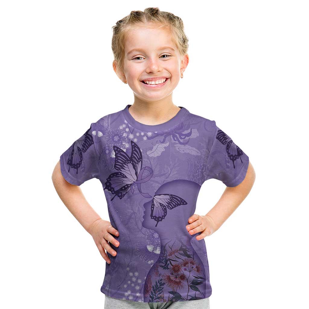 Lupus Cannot Stop Me Australia Floral Kid T Shirt Purple Ribbon