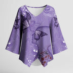 Lupus Cannot Stop Me Australia Floral Kimono Sleeve Blouse Purple Ribbon