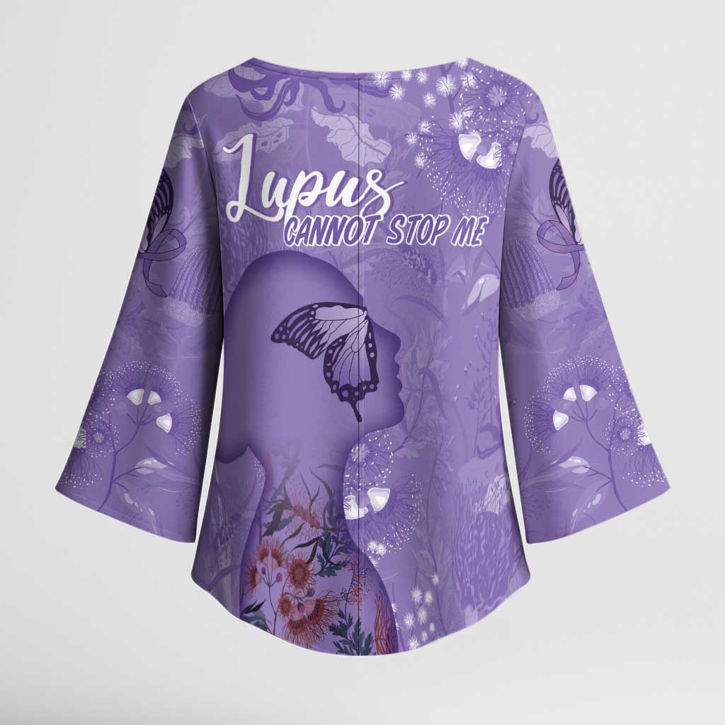 Lupus Cannot Stop Me Australia Floral Kimono Sleeve Blouse Purple Ribbon