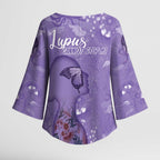 Lupus Cannot Stop Me Australia Floral Kimono Sleeve Blouse Purple Ribbon