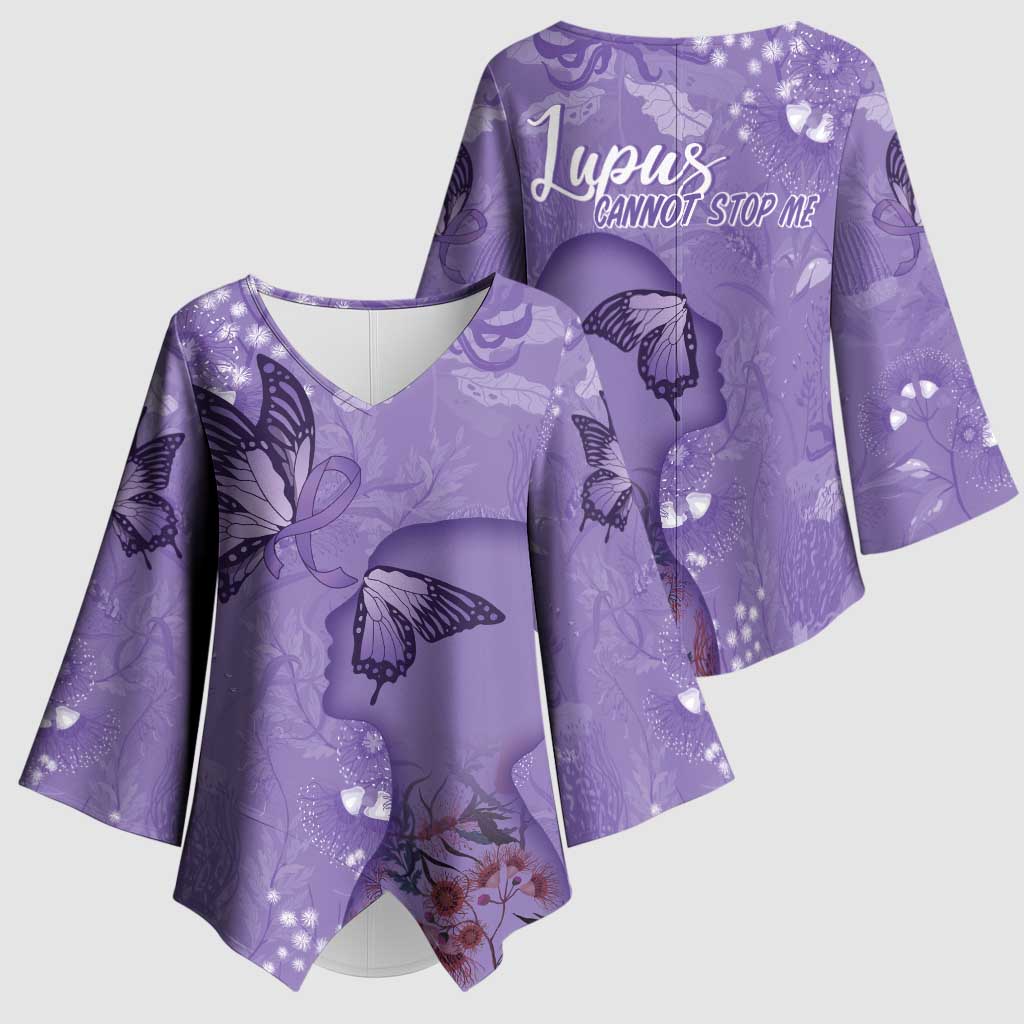 Lupus Cannot Stop Me Australia Floral Kimono Sleeve Blouse Purple Ribbon