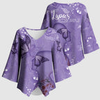 Lupus Cannot Stop Me Australia Floral Kimono Sleeve Blouse Purple Ribbon