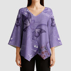 Lupus Cannot Stop Me Australia Floral Kimono Sleeve Blouse Purple Ribbon