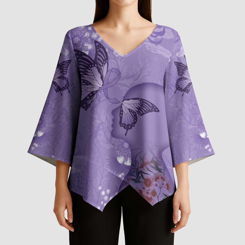 Lupus Cannot Stop Me Australia Floral Kimono Sleeve Blouse Purple Ribbon