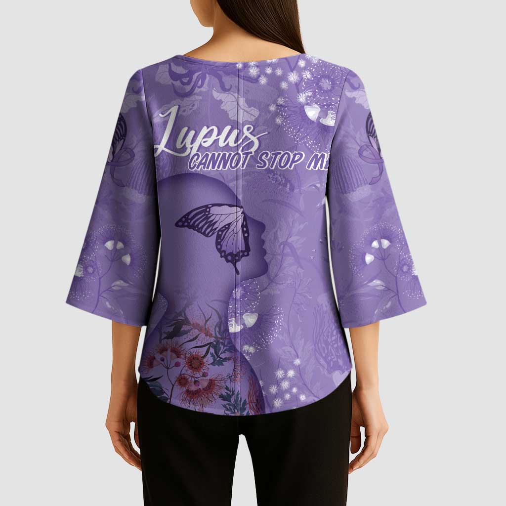 Lupus Cannot Stop Me Australia Floral Kimono Sleeve Blouse Purple Ribbon