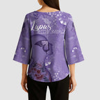 Lupus Cannot Stop Me Australia Floral Kimono Sleeve Blouse Purple Ribbon