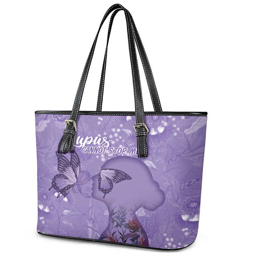 Lupus Cannot Stop Me Australia Floral Leather Tote Bag Purple Ribbon