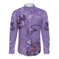 Lupus Cannot Stop Me Australia Floral Long Sleeve Button Shirt Purple Ribbon