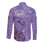 Lupus Cannot Stop Me Australia Floral Long Sleeve Button Shirt Purple Ribbon