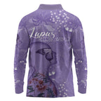 Lupus Cannot Stop Me Australia Floral Long Sleeve Polo Shirt Purple Ribbon