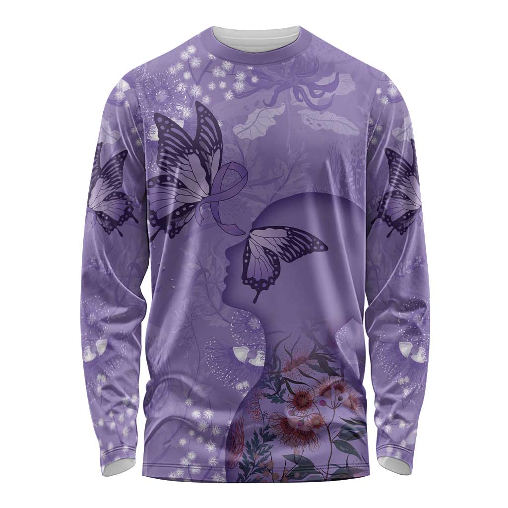 Lupus Cannot Stop Me Australia Floral Long Sleeve Shirt Purple Ribbon