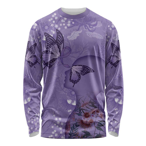 Lupus Cannot Stop Me Australia Floral Long Sleeve Shirt Purple Ribbon