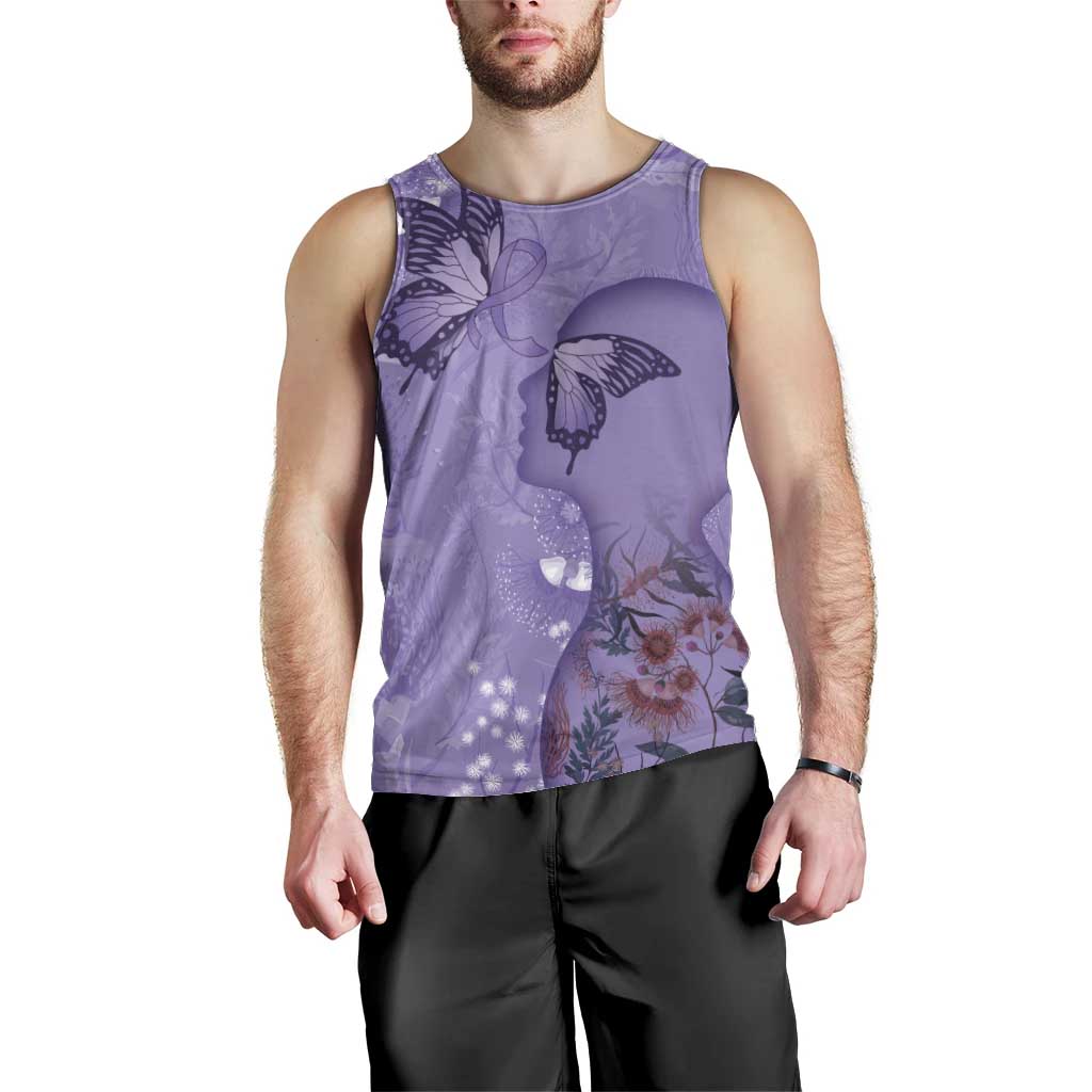 Lupus Cannot Stop Me Australia Floral Men Tank Top Purple Ribbon