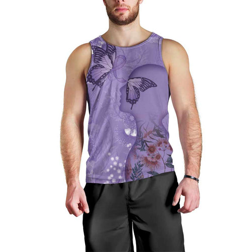 Lupus Cannot Stop Me Australia Floral Men Tank Top Purple Ribbon