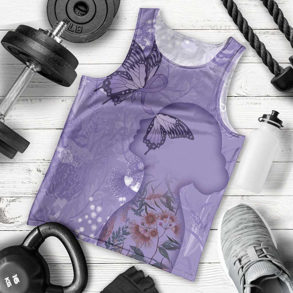 Lupus Cannot Stop Me Australia Floral Men Tank Top Purple Ribbon