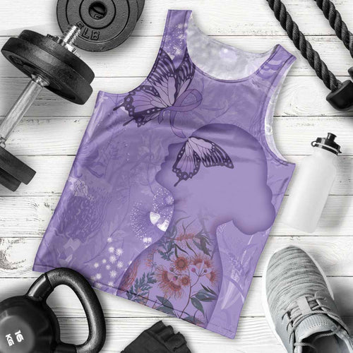Lupus Cannot Stop Me Australia Floral Men Tank Top Purple Ribbon