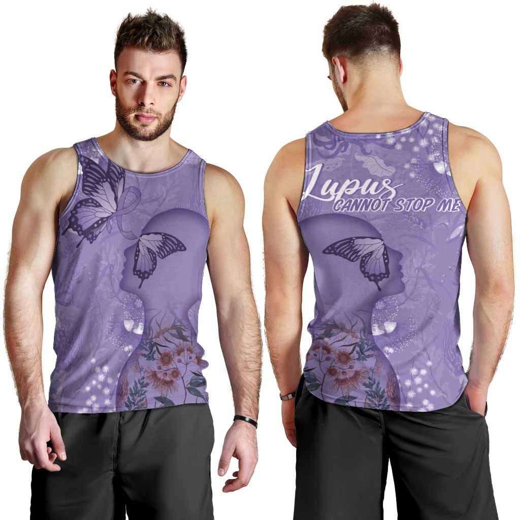 Lupus Cannot Stop Me Australia Floral Men Tank Top Purple Ribbon