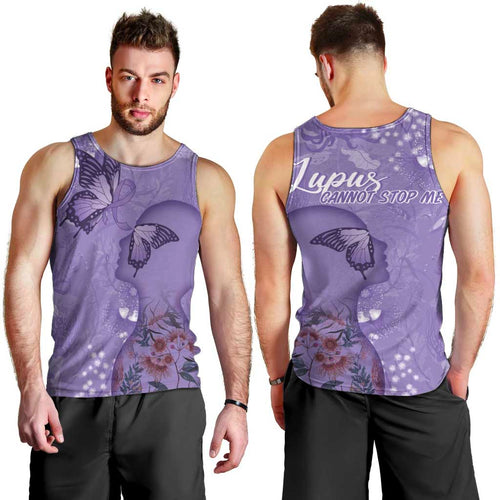 Lupus Cannot Stop Me Australia Floral Men Tank Top Purple Ribbon