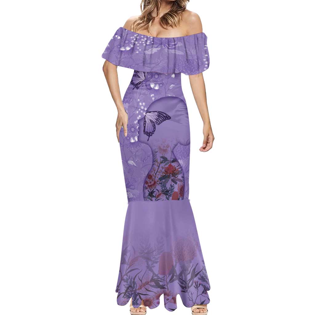 Lupus Cannot Stop Me Australia Floral Mermaid Dress Purple Ribbon
